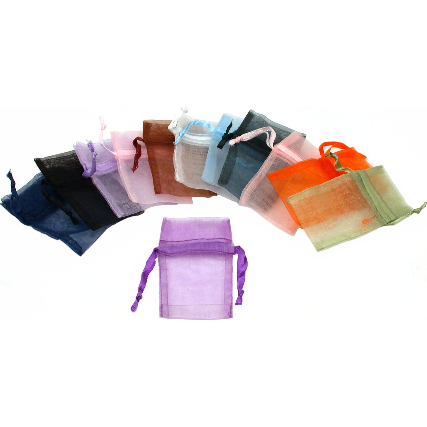 12 Organza Drawstring Pouches Gift Bags Assorted Colors 1 3/4" x 2"