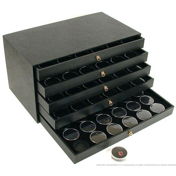 120 Black Gem Jars &#x26; Jewelry Storage Case Display