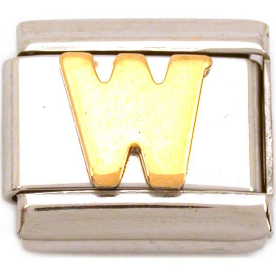 W Italian Charm Gold Plated Letter