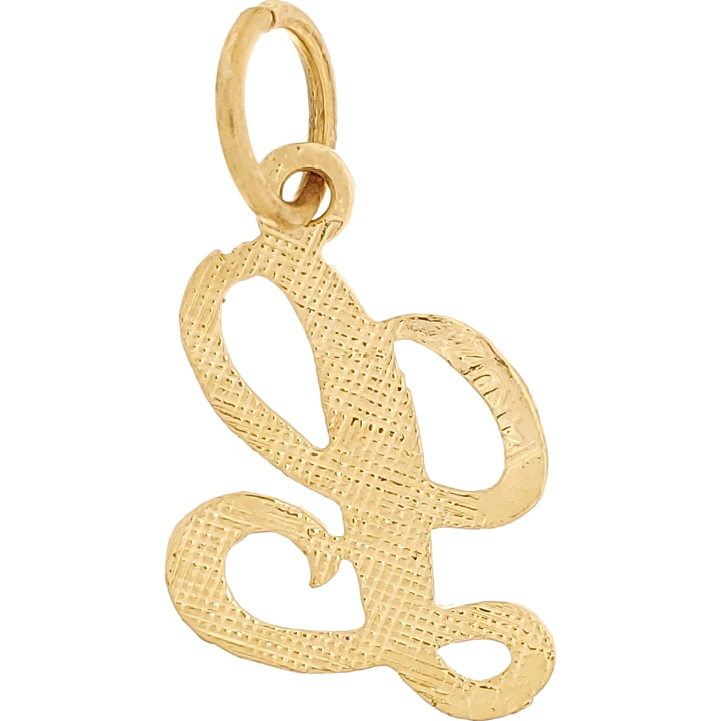 Cursive Letter &#x22;L&#x22; Charm 14k Gold 14mm