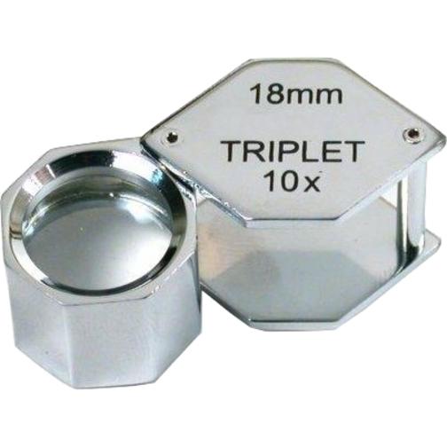 10x Triplet Hexagon Chrome Plated Eye Loupe Jewelers Magnifier Tool