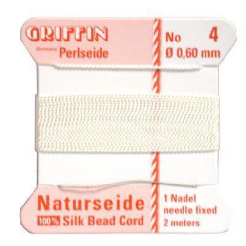 Griffin #4 Black & White 100% Silk Bead Stringing Cord .6mm Thick Kit 8 Pcs