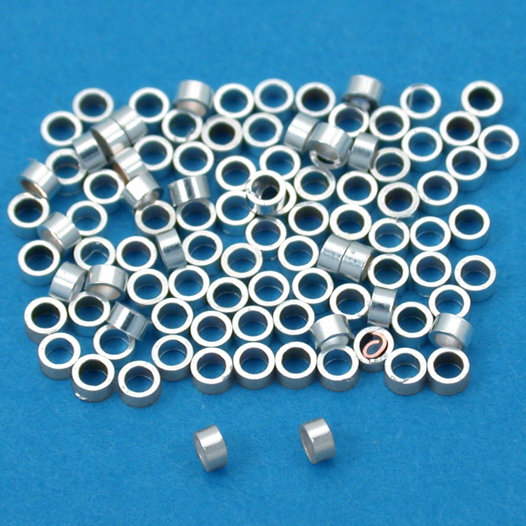 100 Sterling Silver Crimp Tube Beads Findings 1x1.9mm