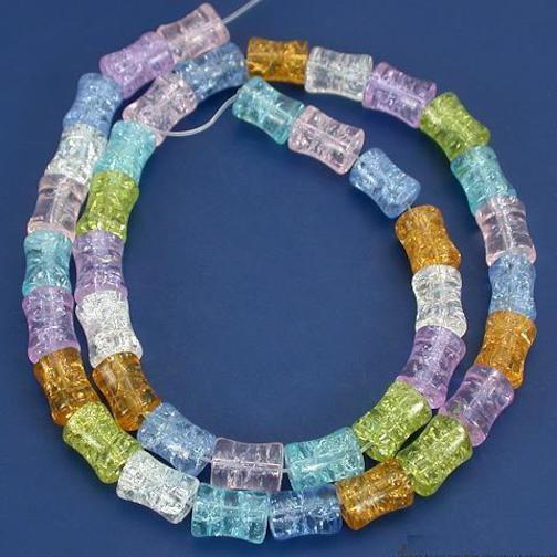 Tube Crackle Crystal Assortment Mix Beads 1 Strand