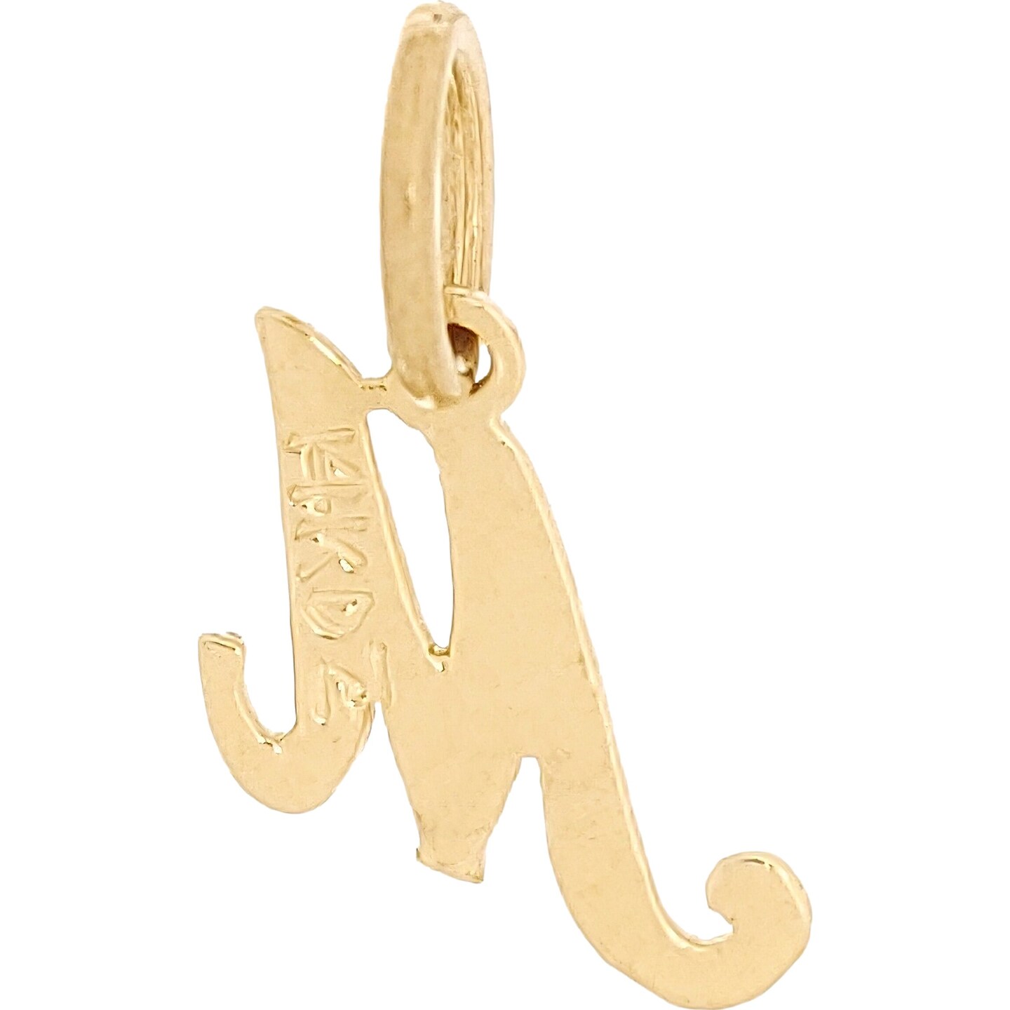 14K Gold Cursive &#x22;M&#x22; Letter Charm Initial Jewelry 9.5mm