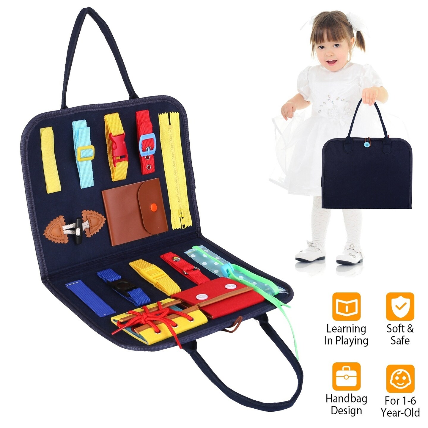 Kids Activity Preschool Learning Toys | Busy Sensory Game - Perfect Montessori Educational Gift for 1-6 Years Old Baby, Toddler, Girls, Boys - Type A