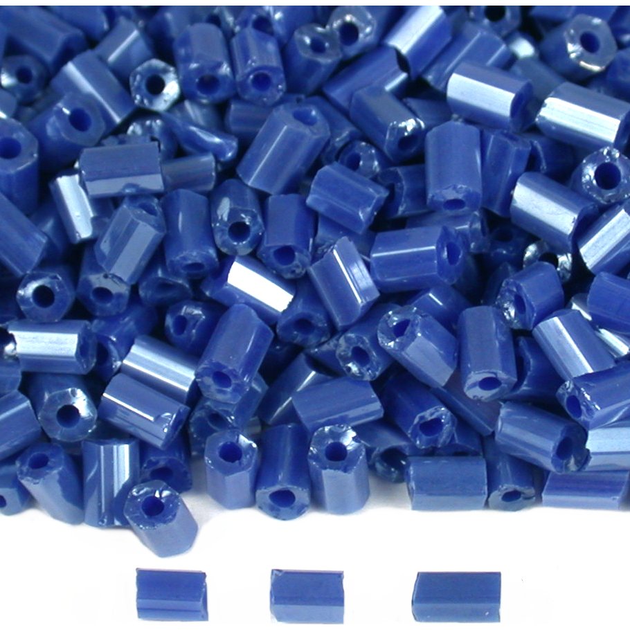 65 Grams Opaque Dark Blue Bugle Glass Beads Sz 1