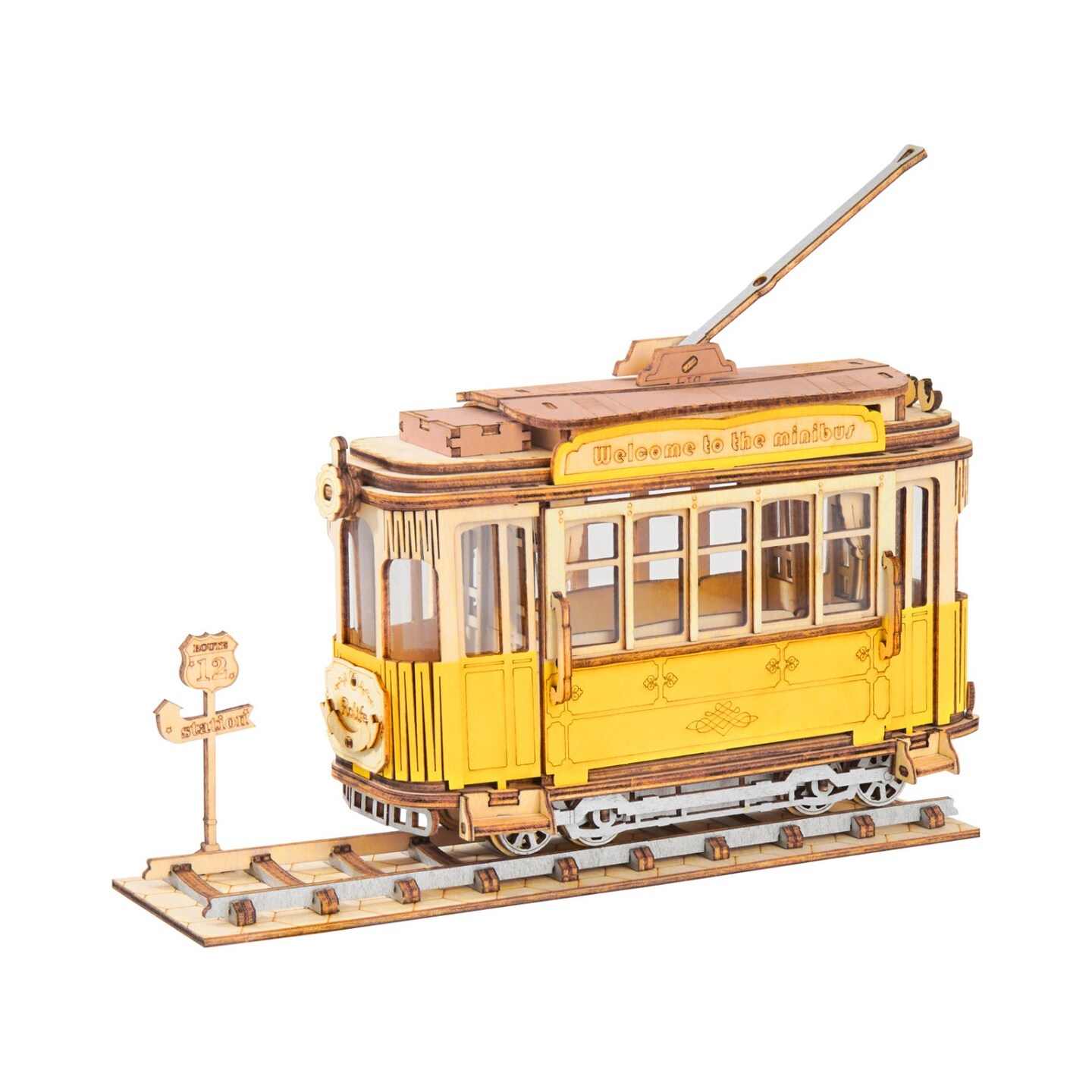 Robotime DIY 3D Transportation Wooden Model | TG505 Tramcar Building Kits | Toy Gift for Children Adult