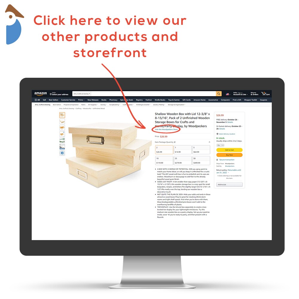 Wooden Box with Lid 12-3/8", Unfinished for Storage & Crafts | Woodpeckers