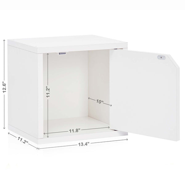 Stack Cube with Door, White