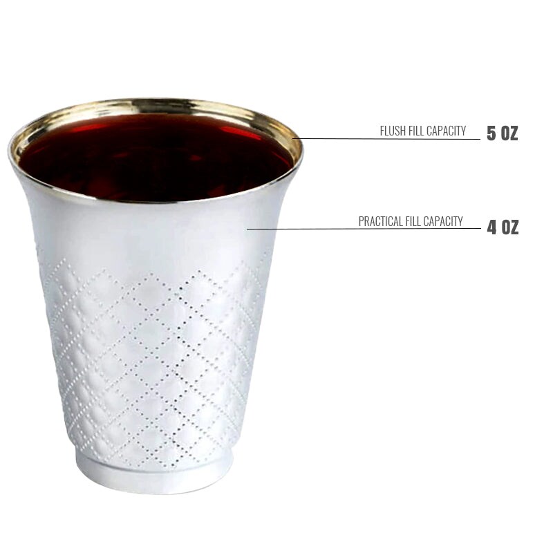 Aluminum Silver Round Plastic Saucers and Kiddush Cup Value Set (120 Cups &#x26; 120 Saucers)