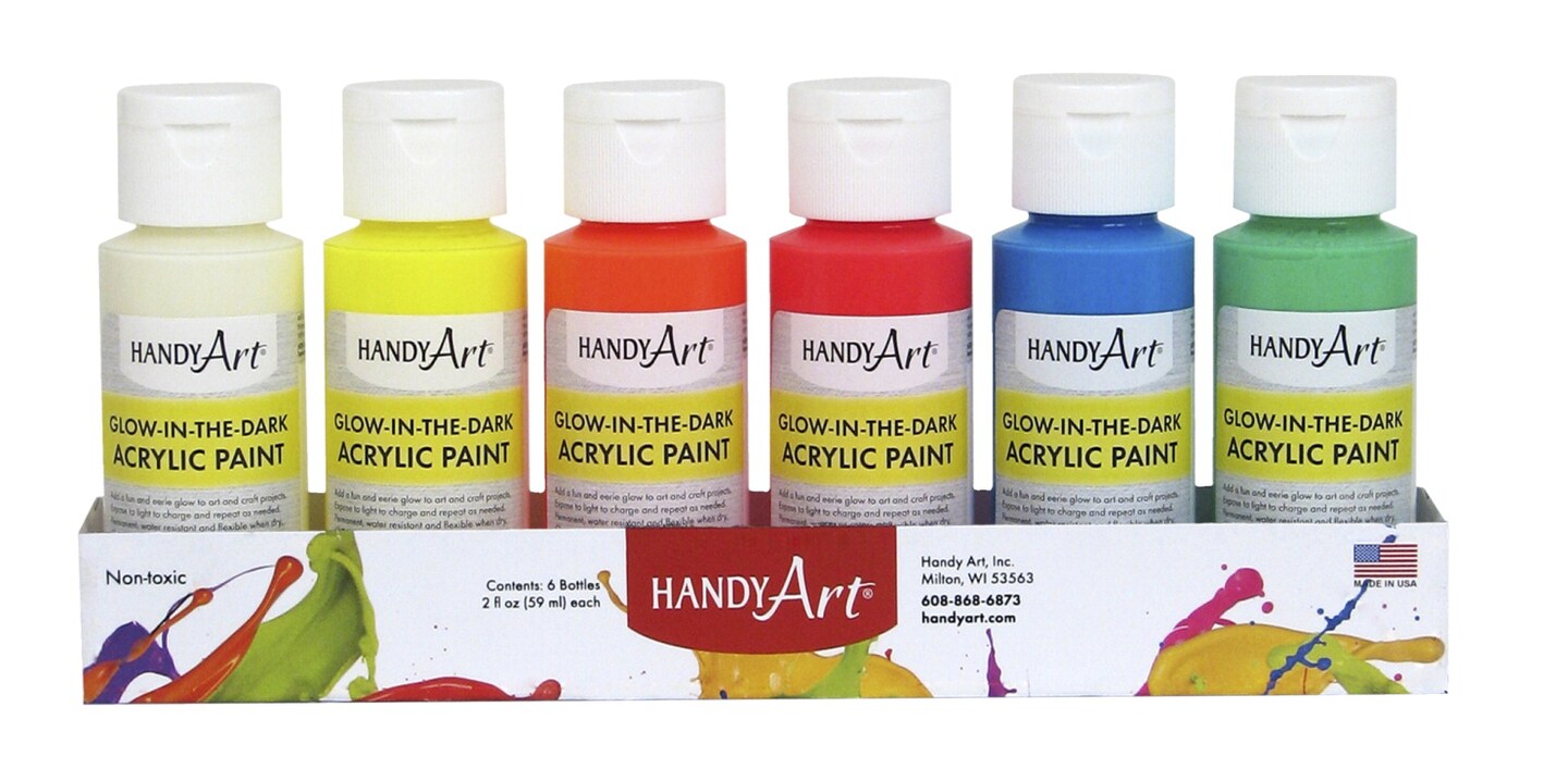 Handy Art Glowin the Dark NonToxic Acrylic Paint Set, 2 oz Bottle