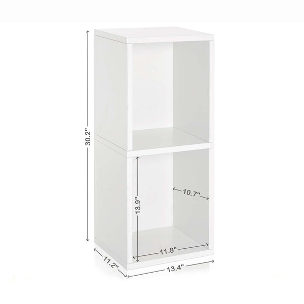 Way Basics Eco zBoard 2-Shelf Narrow Bookcase and Under Desk Storage, White