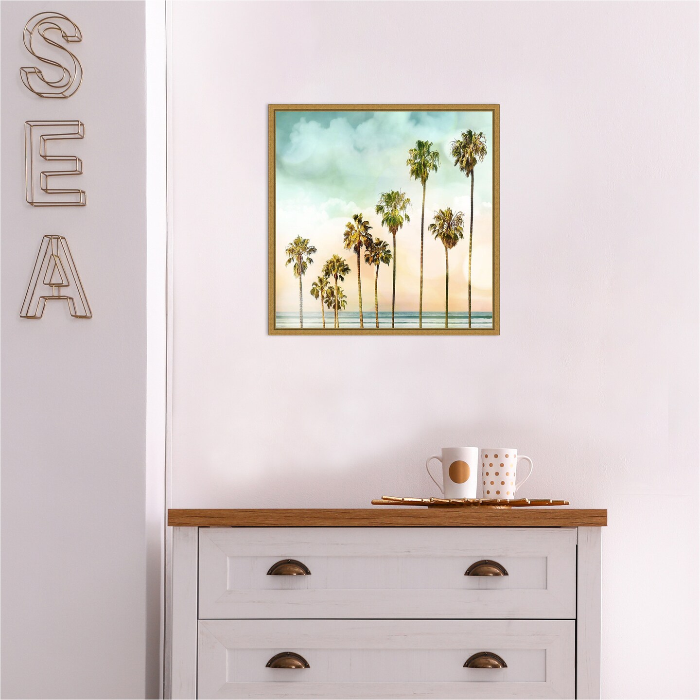 Beach Palms I by Devon Davis Canvas Wall Art Print Framed