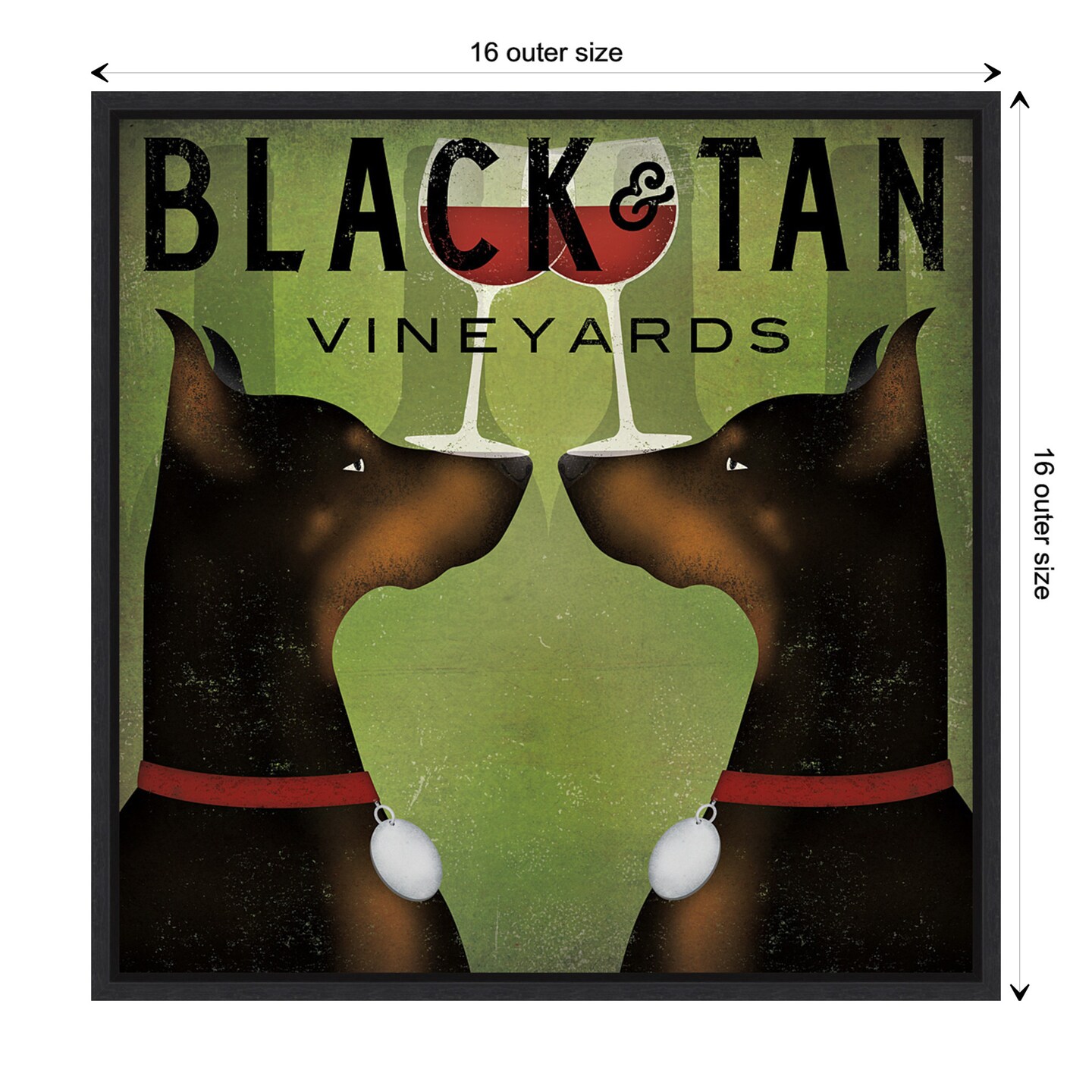 Double Doberman Vineyards by Ryan Fowler Canvas Wall Art Print Framed
