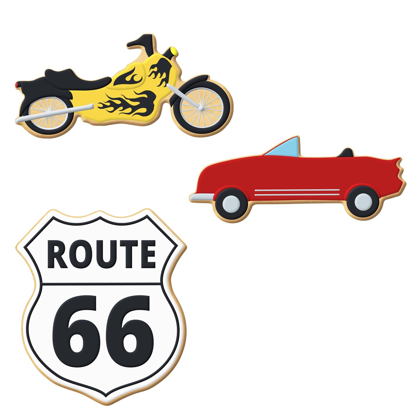 3 Piece Road Trip Route 66 Cookie Cutter Set Police