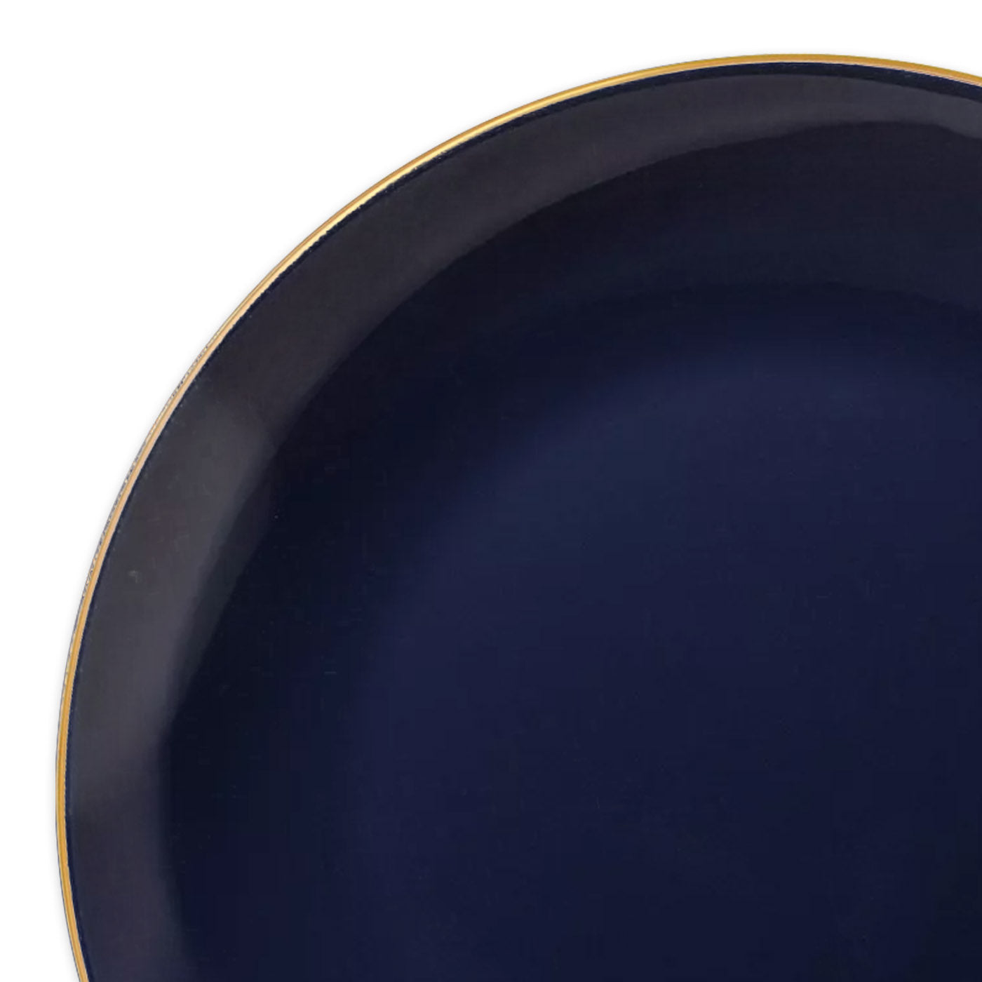 Navy with Gold Rim Organic Round Disposable Plastic Salad Plates 7.5