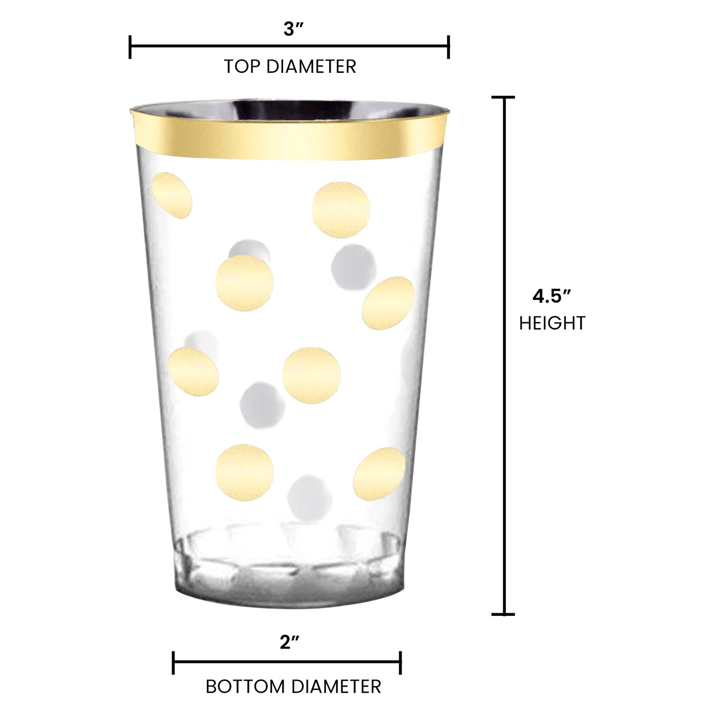 12 oz. Clear with Gold Dots Round Disposable Plastic Tumblers