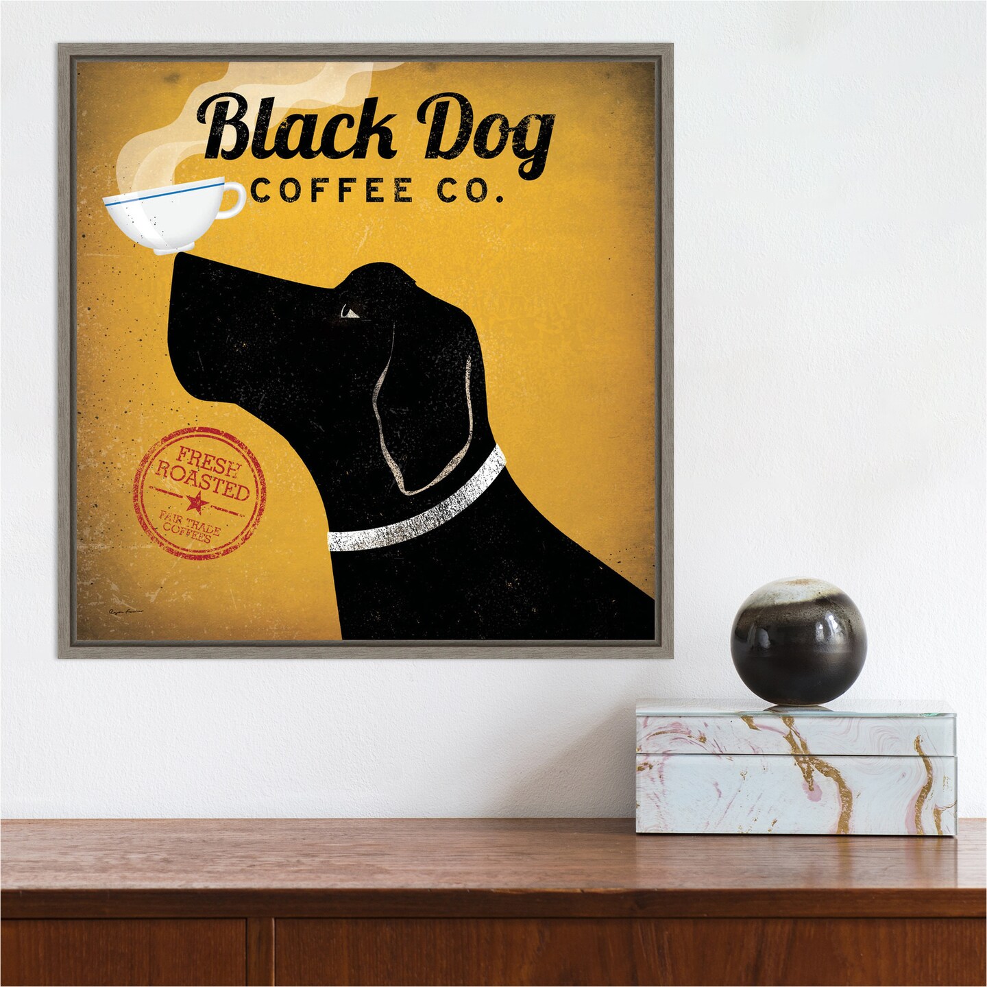 Black Dog Coffee Co by Ryan Fowler Canvas Wall Art Print Framed