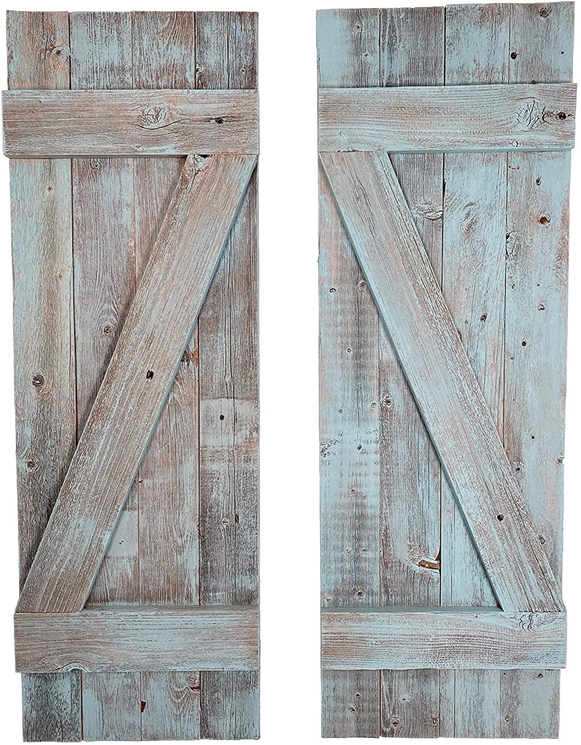Rustic Farmhouse 36 in. x 12 in. Reclaimed Wood Decorative Shutters (Set of 2)