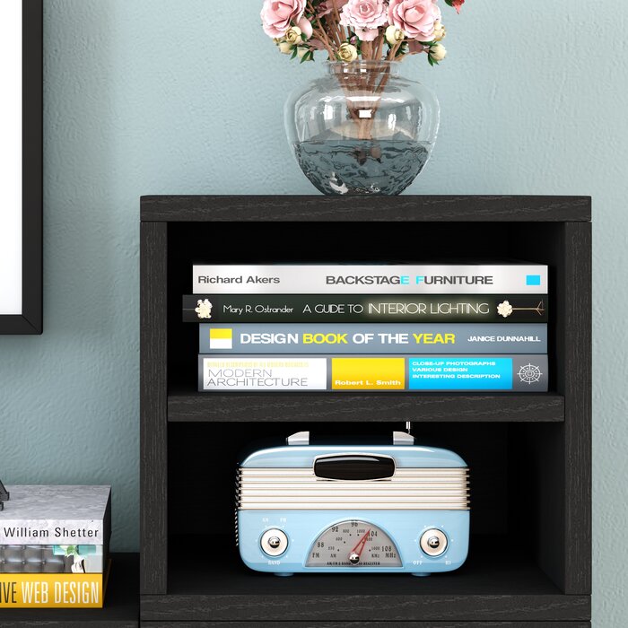 Way Basics Eco zBoard Stackable Connect Cube Storage with Shelf, Black