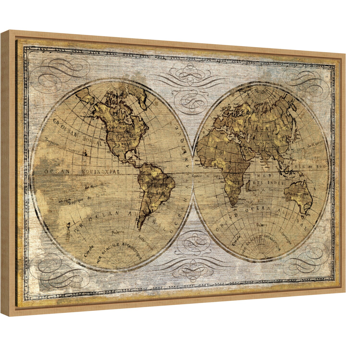 Worldwide I Map by James Wiens Canvas Art Framed | Canvas Art | Michaels