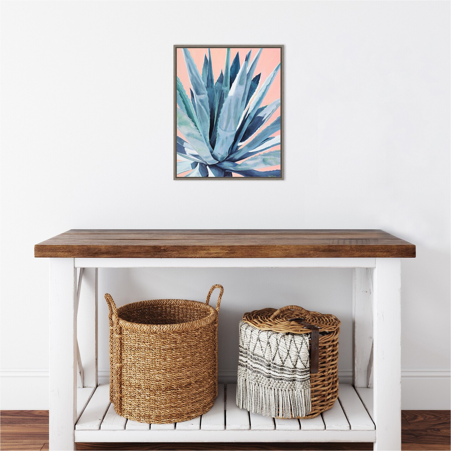Agave with Coral by Alana Clumeck Canvas Wall Art Print Framed