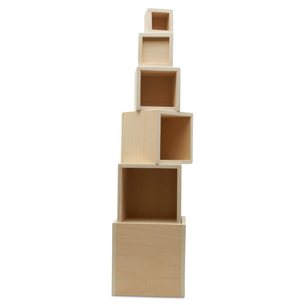 DIY Rainbow Stacking Boxes, Set of 6, Unfinished Wood | Woodpeckers