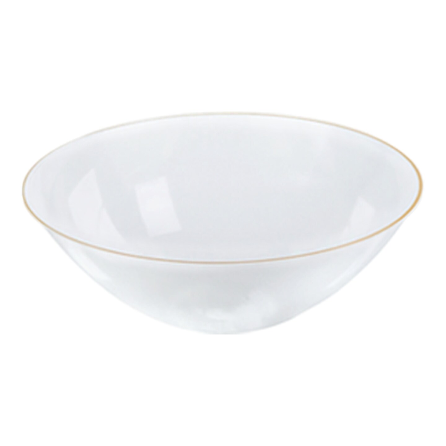 Clear with Gold Rim Organic Round Disposable Plastic Bowls - 32 Ounce (60 Bowls)