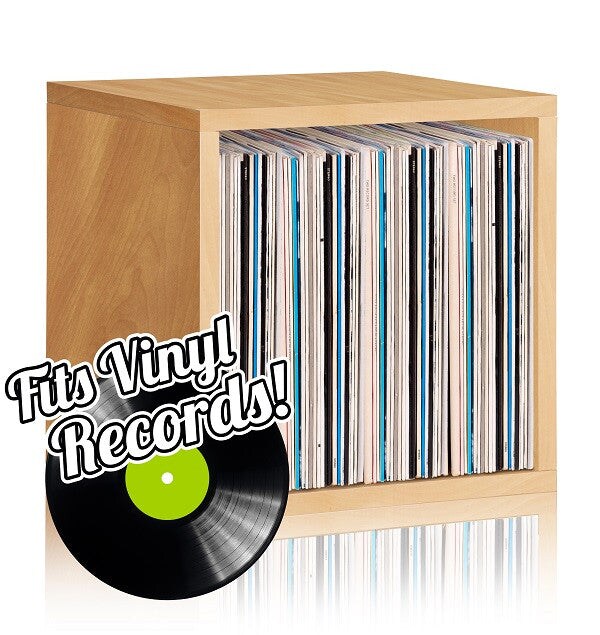Way Basics Eco zBoard Vinyl Record Storage Cube Bookcase, Natural