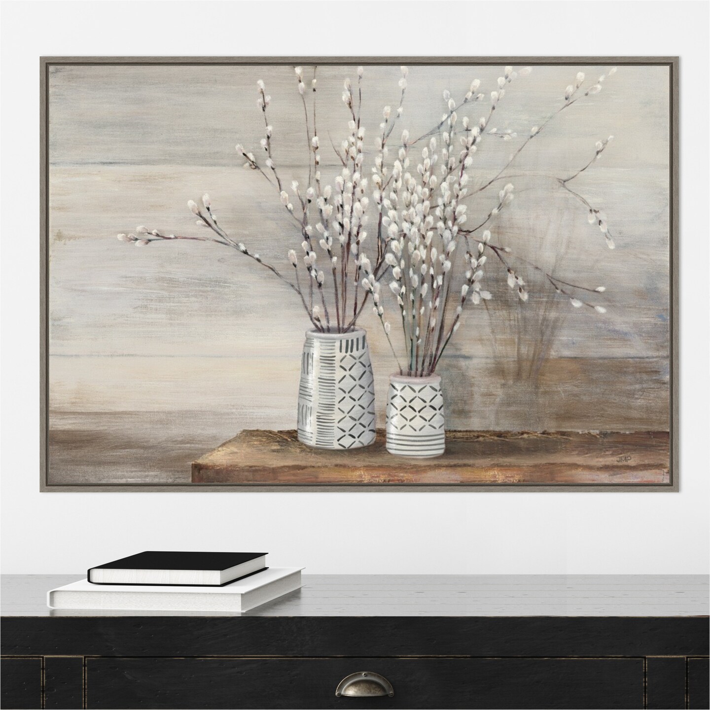 P Willow Still Life with Designs by Julia Purinton Canvas Art Framed