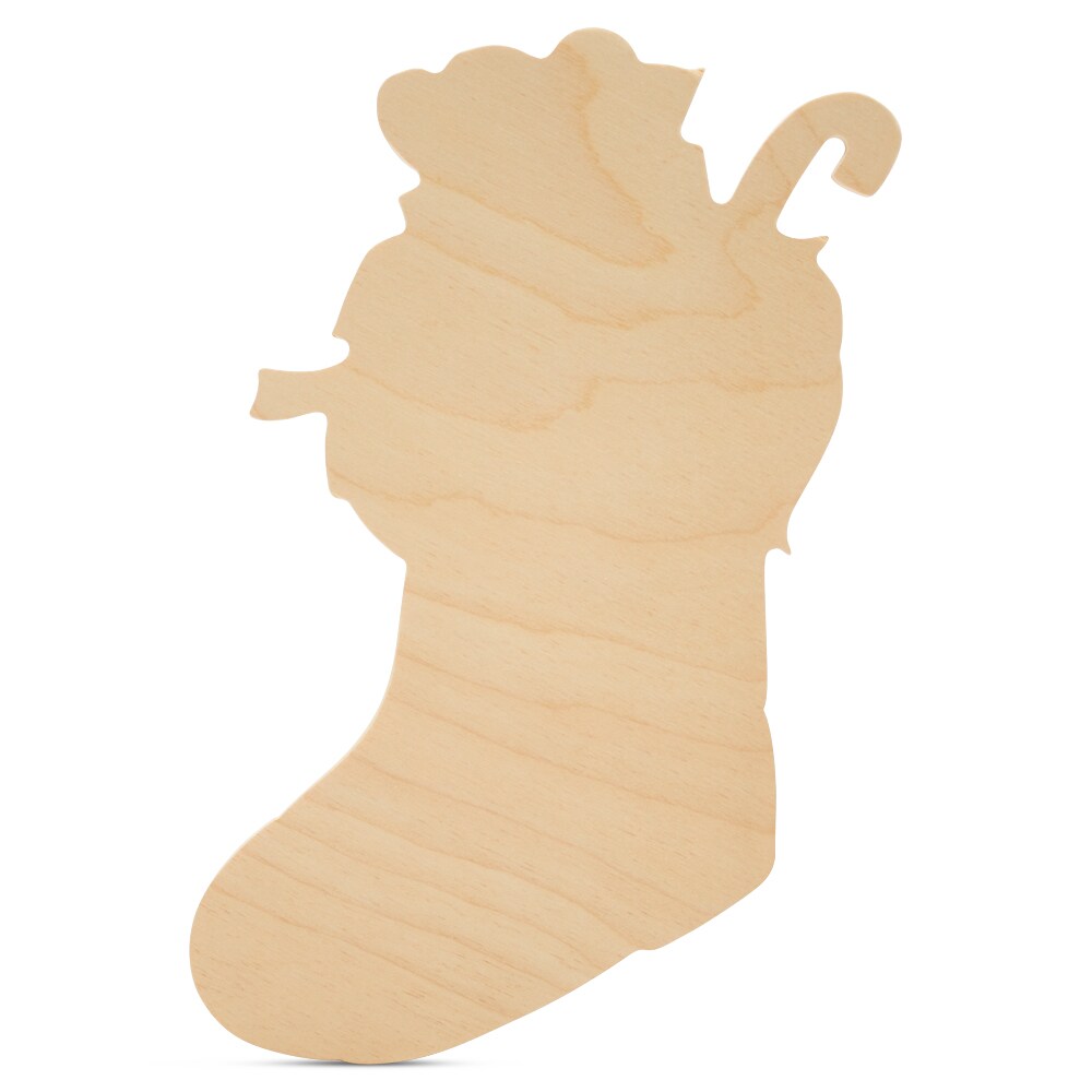Stuffed Stocking Cutouts, Multiple Sizes Available, Unfinished Wood Christmas Decor/Craft | Woodpeckers