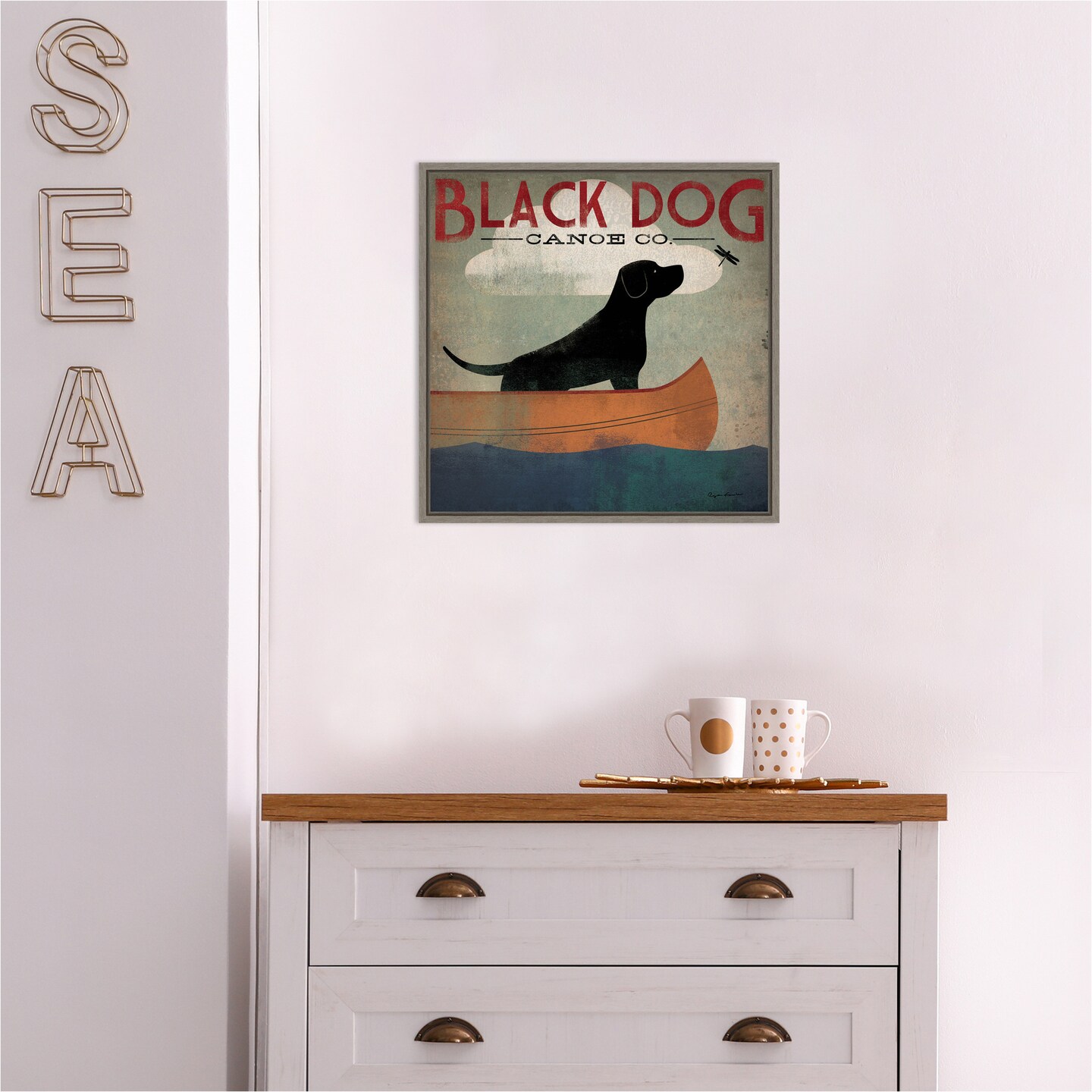 Black Dog Canoe Co (square) by Ryan Fowler Canvas Wall Art Print Framed