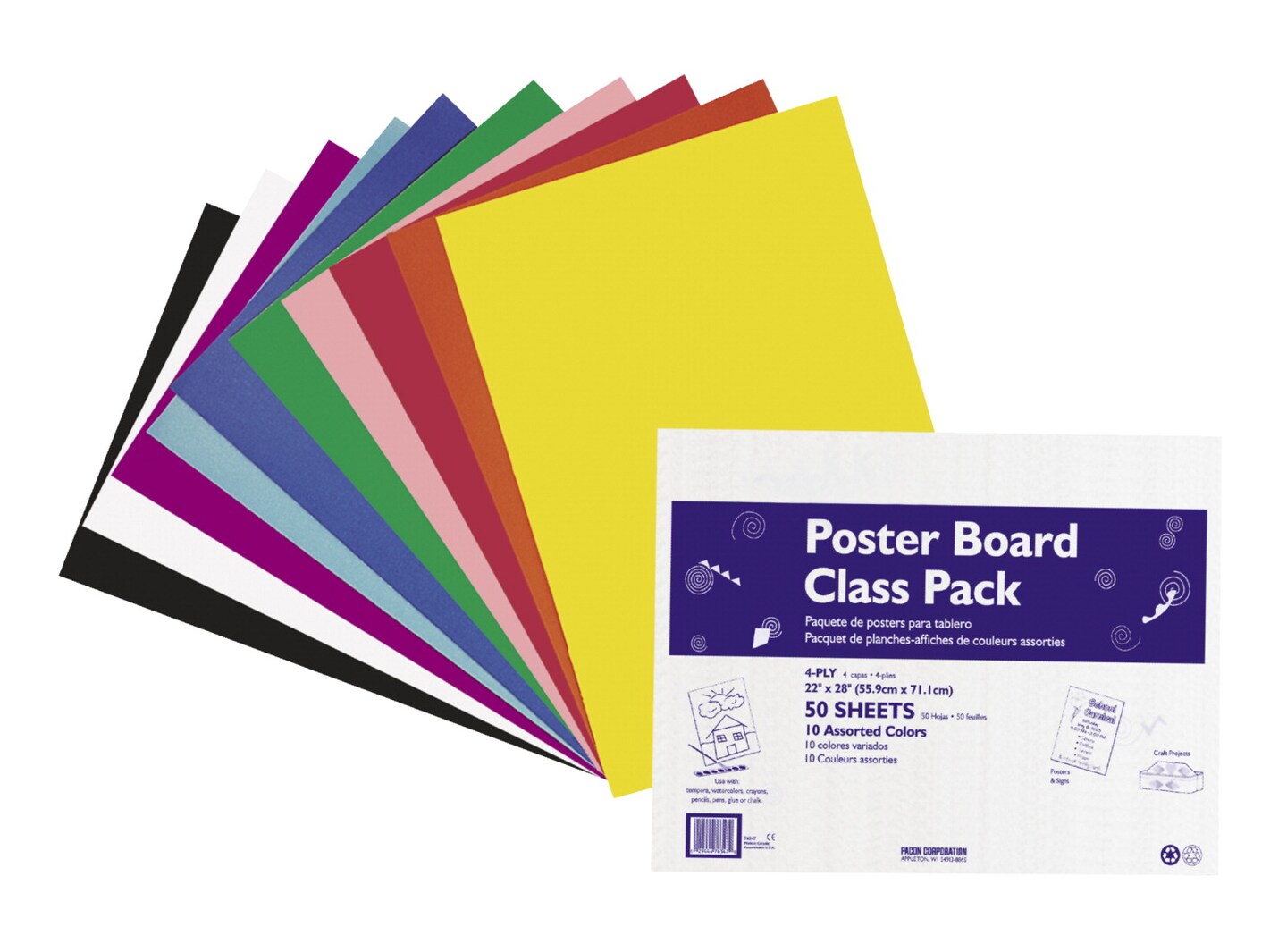 Pacon Peacock Poster Board, 22 X 28 in, 14 Point 4Ply Thickness