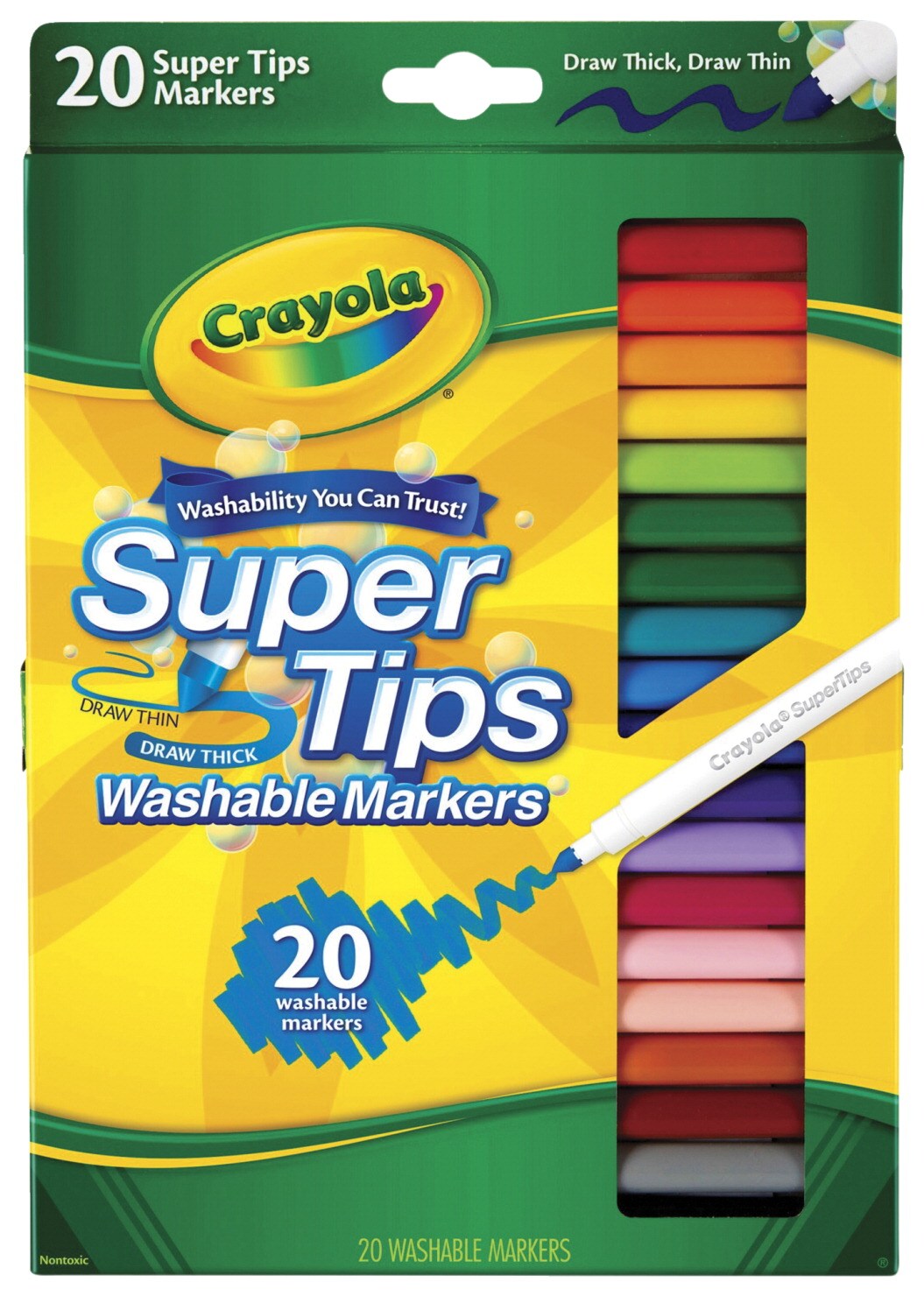 Crayola NonToxic Washable Marker Set with 5 Scented Markers, Super Tip