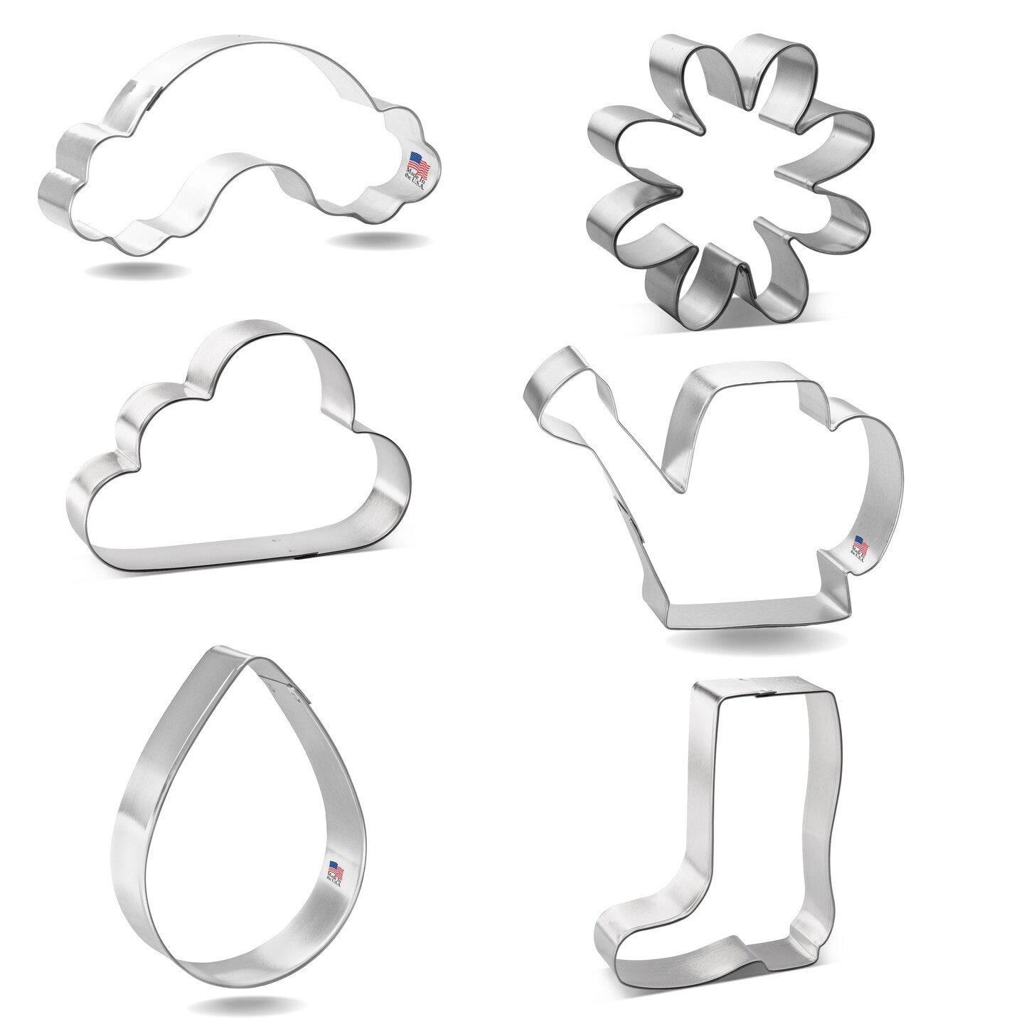 Spring Cookie Cutter Set 6 Piece Daisy, Rainbow, Clouds, Rainboot, Rain  Drop, CookieCutter.com, USA