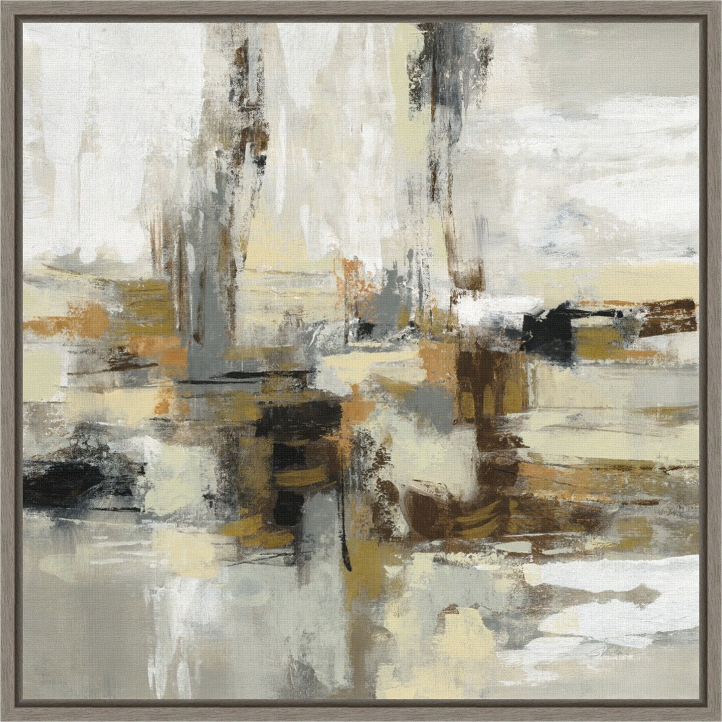 Lava and Steam by Silvia Vassileva 16-in. W x 16-in. H. Canvas Wall Art Print Framed in Grey