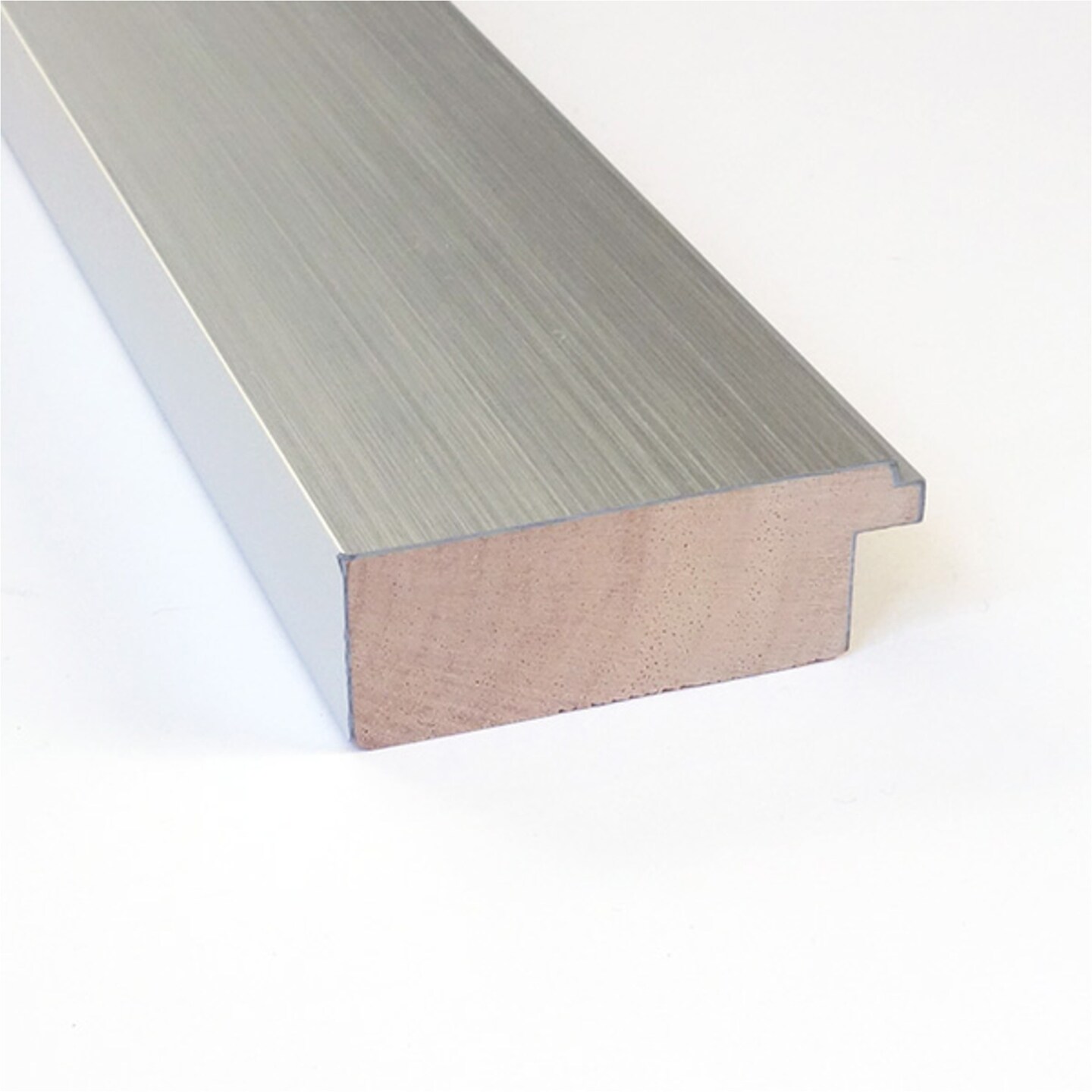 Amanti Art Non-Beveled Wood Wall Mirror, Brushed Sterling Silver Frame