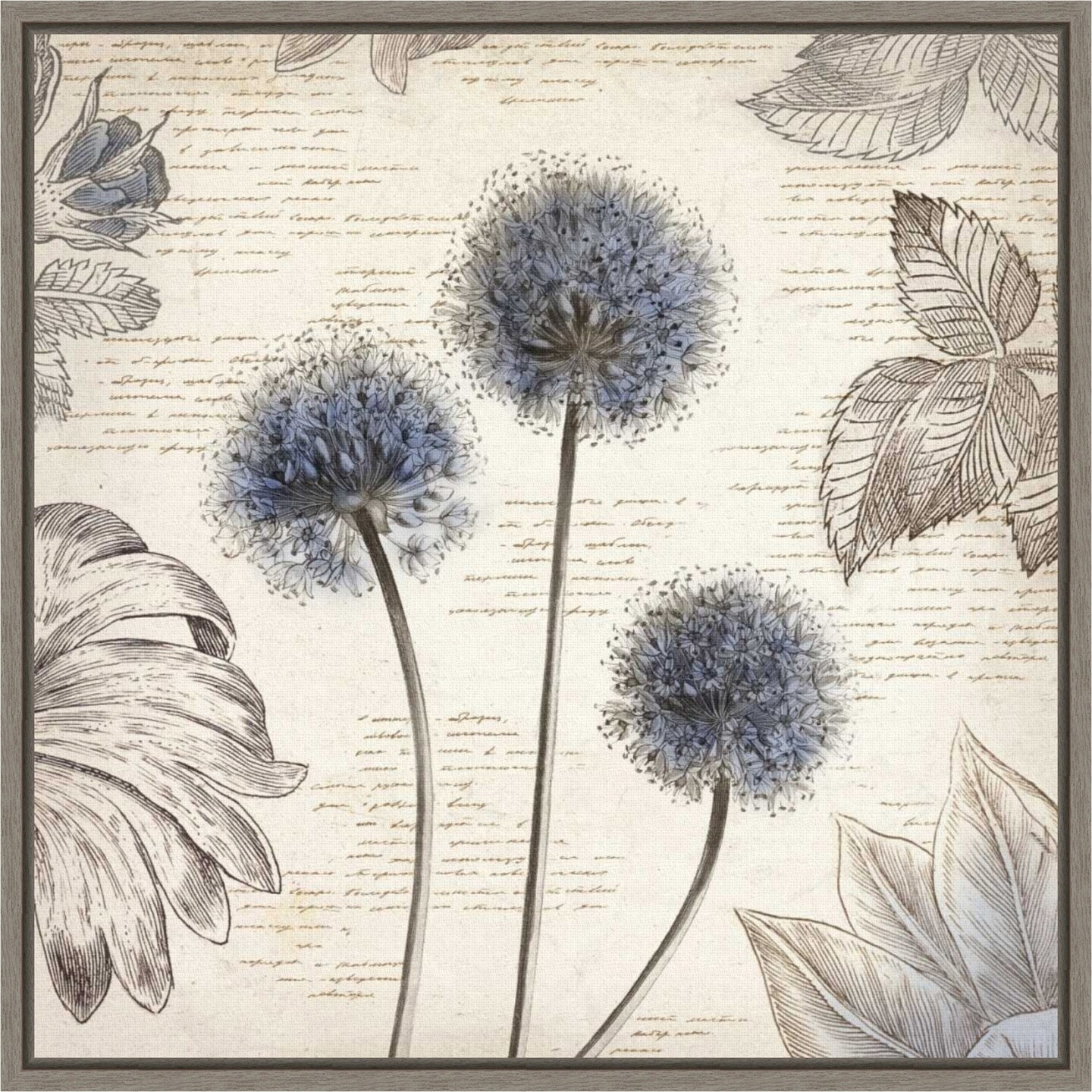 Blushing Blue I Mini by Aimee Wilson 16-in. W x 16-in. H. Canvas Wall Art Print Framed in Grey
