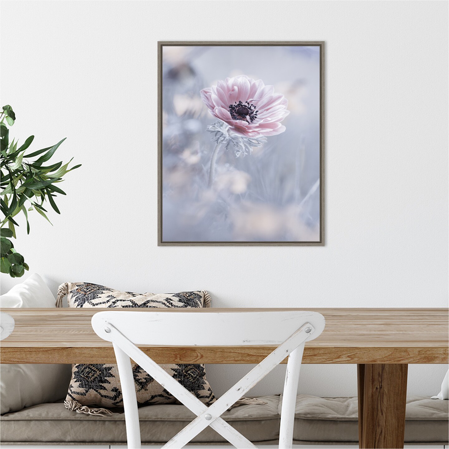 La reine de neiges (Flower) by Fabien Bravin 16-in. W x 20-in. H. Canvas Wall Art Print Framed in Grey