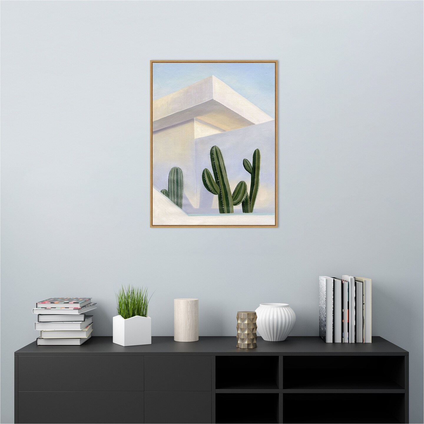 Alta Vista Drive Succulents by Urban Road 23-in. W x 30-in. H. Canvas Wall Art Print Framed in Natural