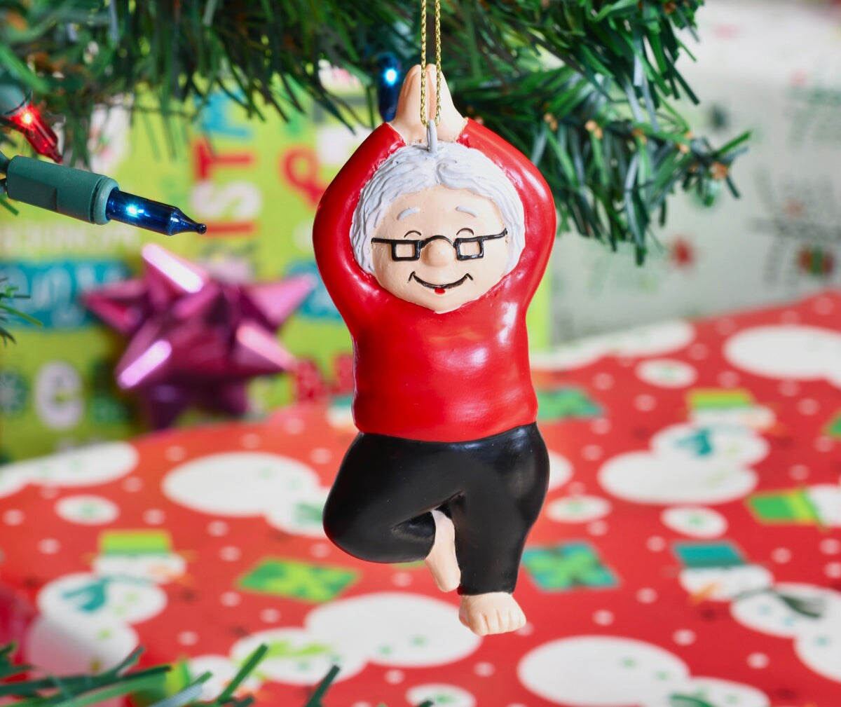 Mrs. Claus Tree Pose Yoga Christmas Ornament