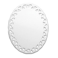 4 inch Oval Doily Ornament with Triangle Trim 25pc (H011)