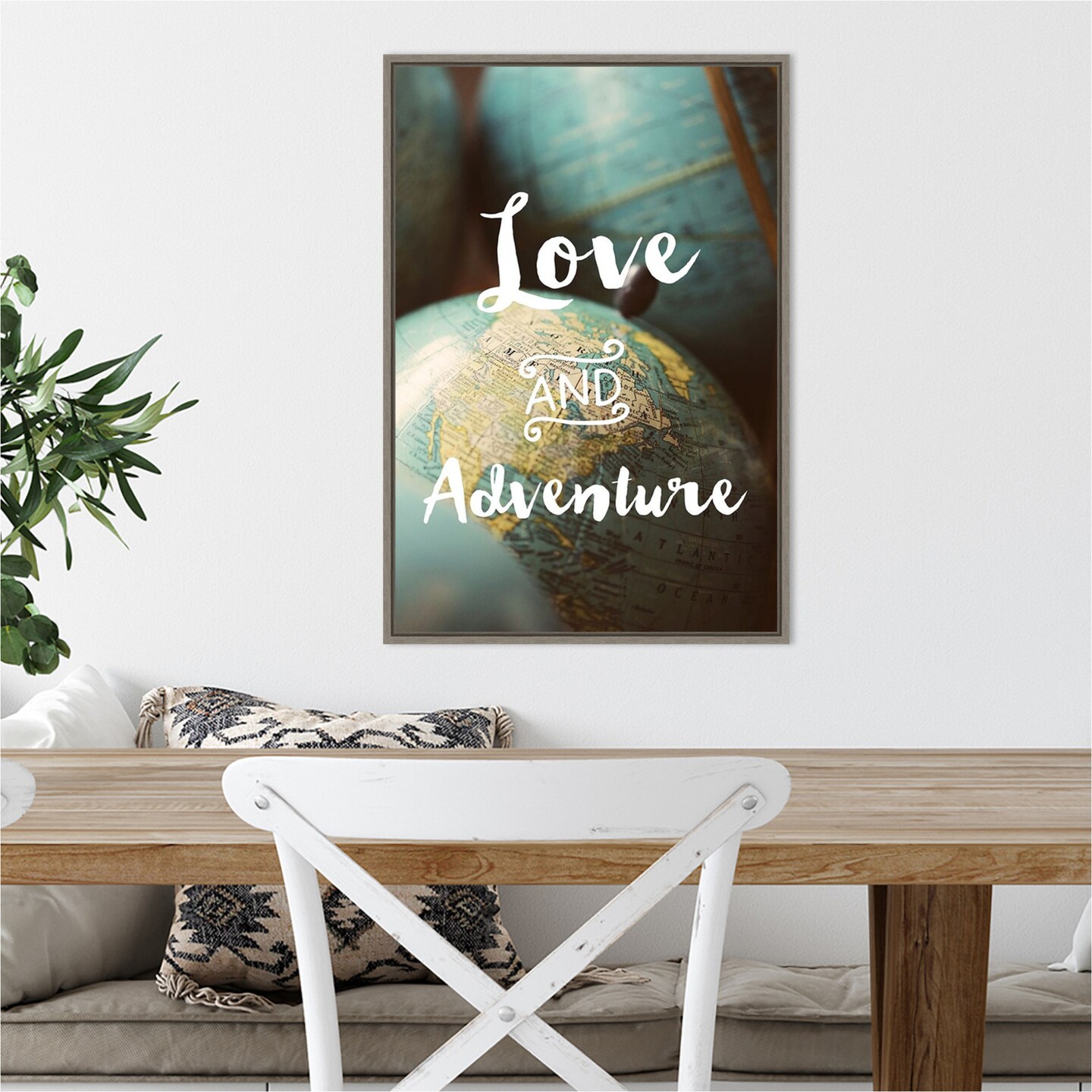 Love and Adventure by Alicia Bock 16-in. W x 23-in. H. Canvas Wall Art Print Framed in Grey