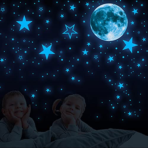 VUDECO 1109 Piece Glow In The Dark Stars and Moon Sticker for Kids Room Decor