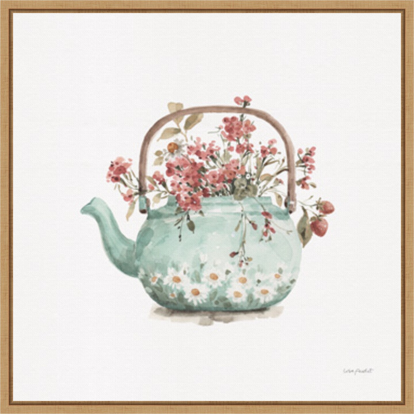 Garden Tea 03 by Lisa Audit 16-in. W x 16-in. H. Canvas Wall Art Print Framed in Natural