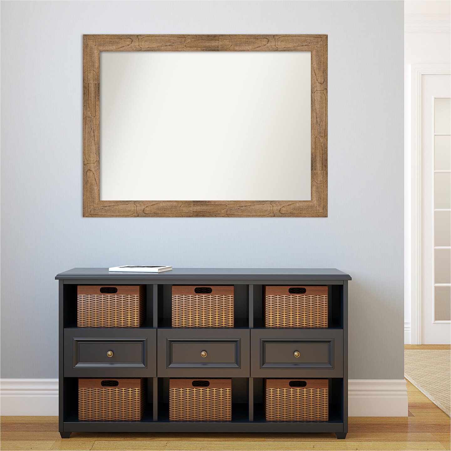 Amanti Art Non-Beveled Wood Wall Mirror, Owl Brown Frame