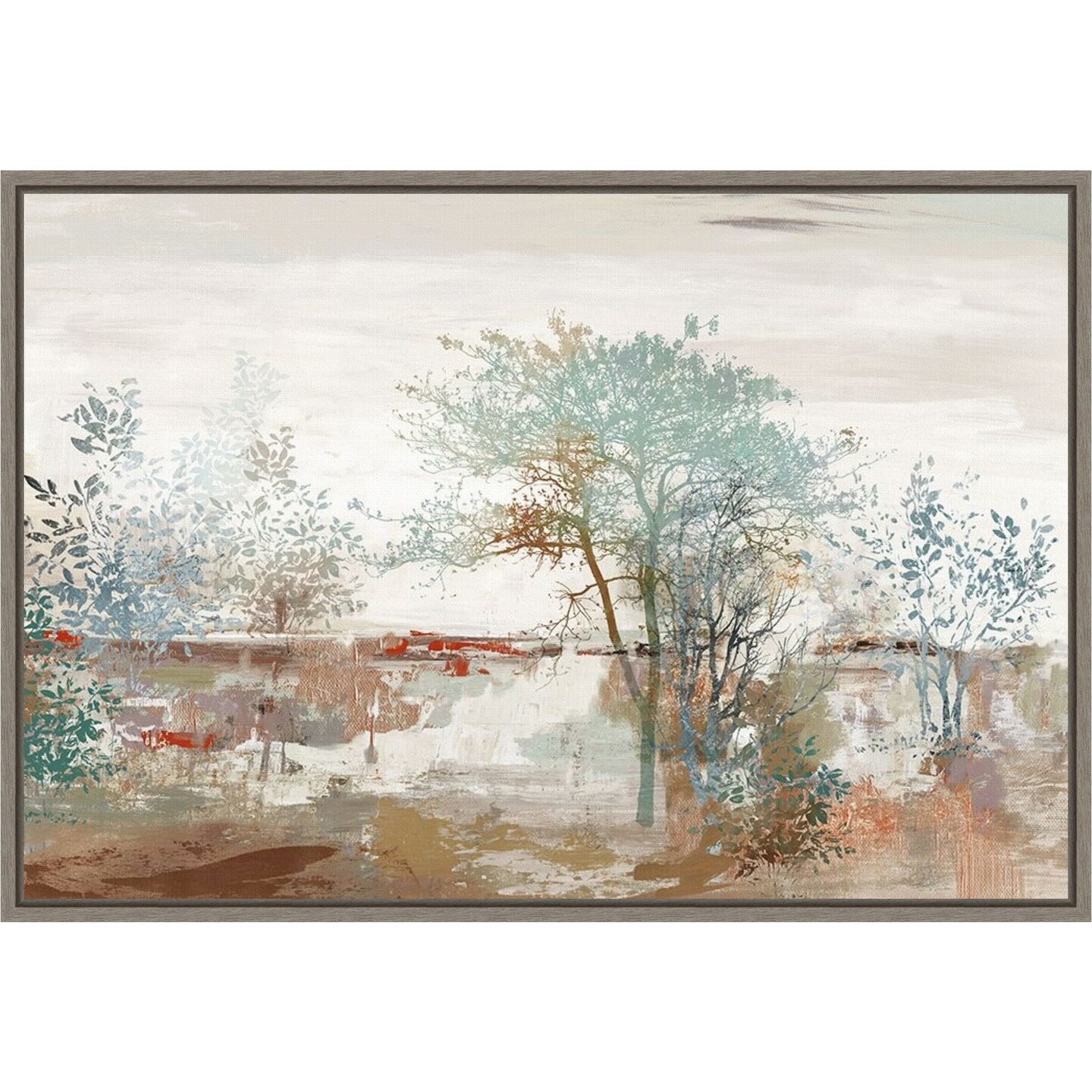 Autumn Silence (Trees) by Allison Pearce 23-in. W x 16-in. H. Canvas Wall Art Print Framed in Grey
