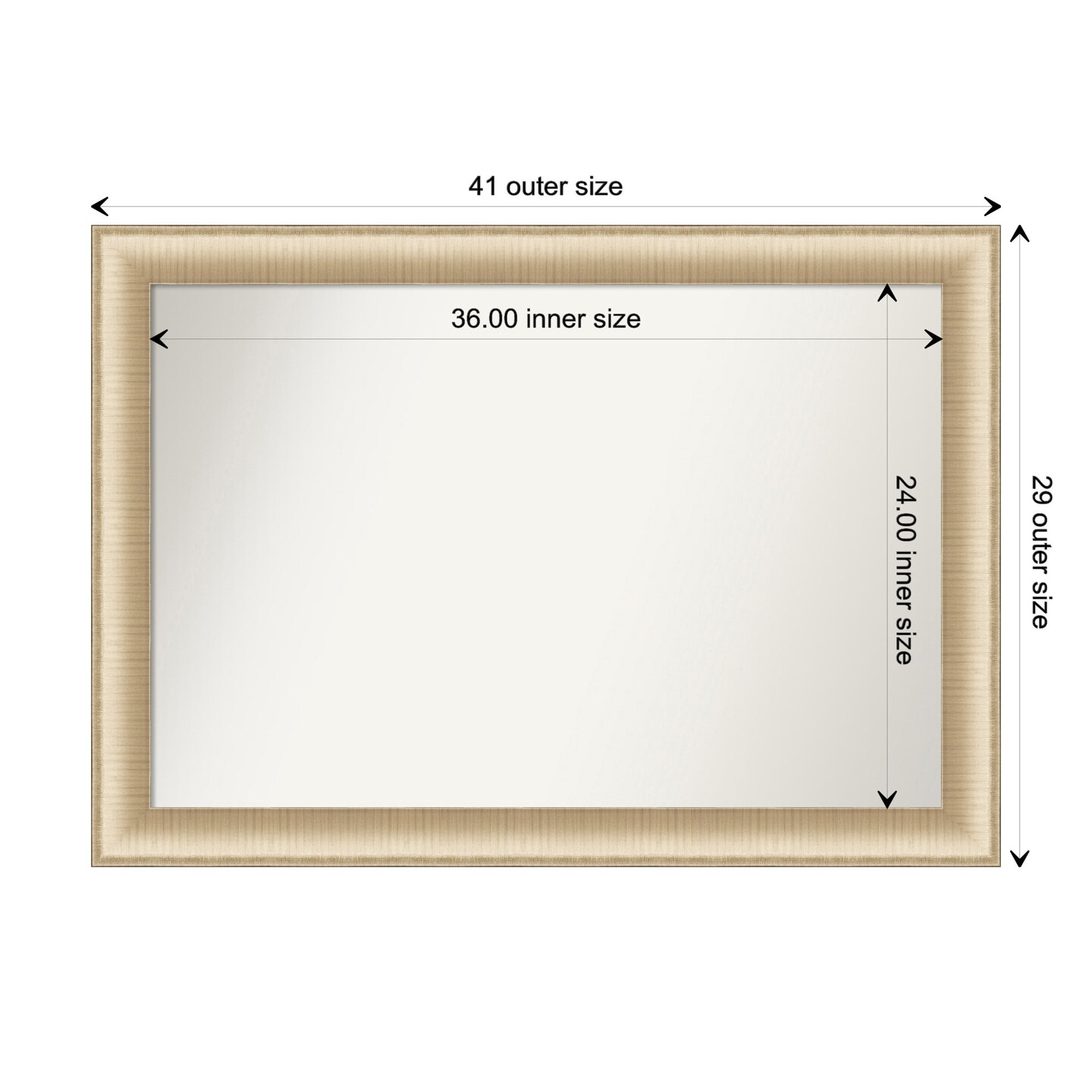Amanti Art Non-Beveled Wall Mirror, Elegant Brushed Bronze Frame