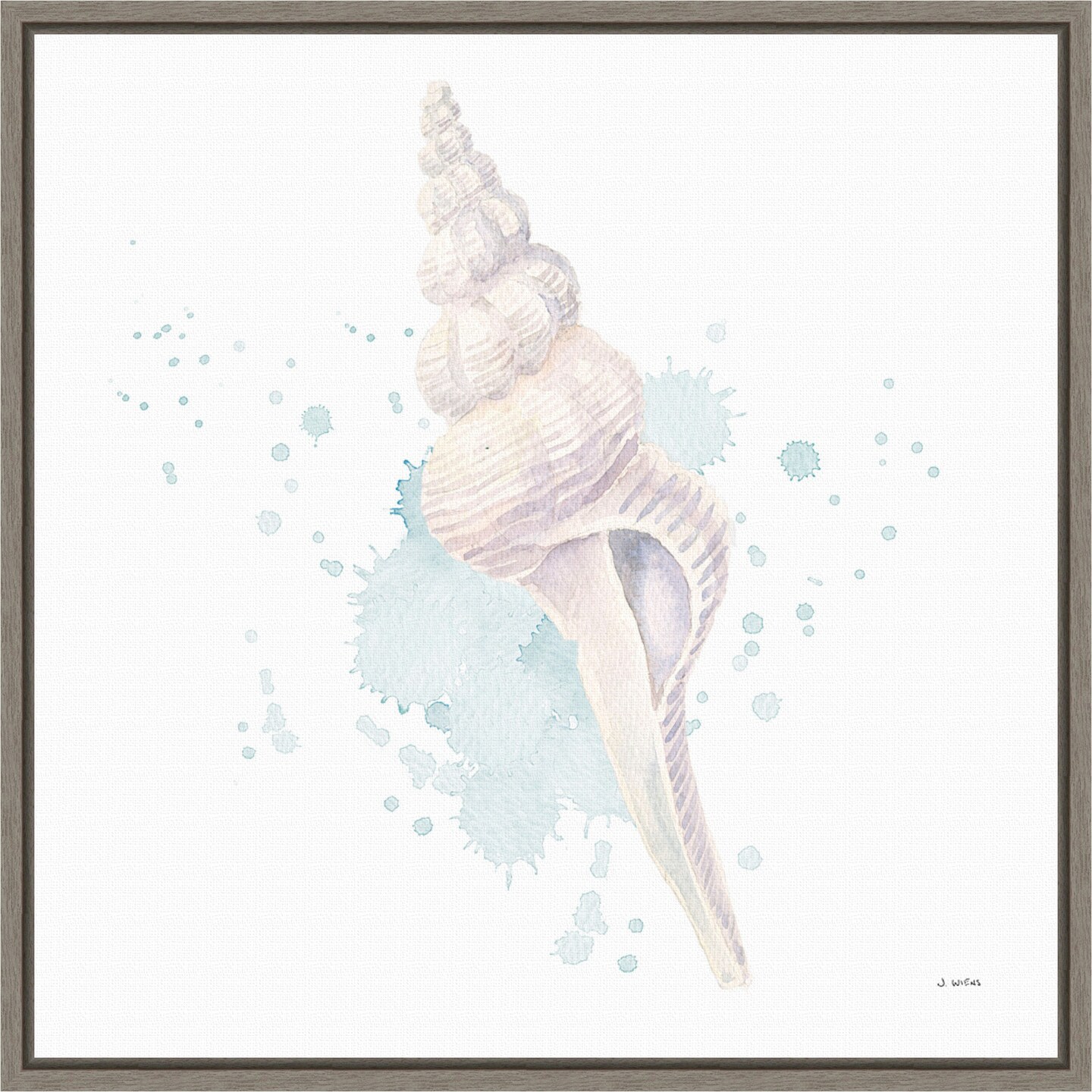 Salento Coast V (Seashell) by James Wiens 16-in. W x 16-in. H. Canvas Wall Art Print Framed in Grey